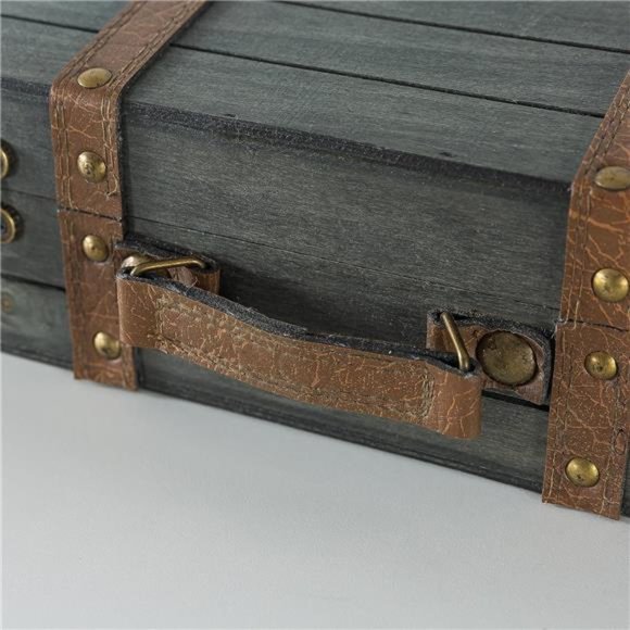 Vintage Decorative Wooden Storage Chest: Antique Wood Suitcase Trunk - Picture 7 of 7